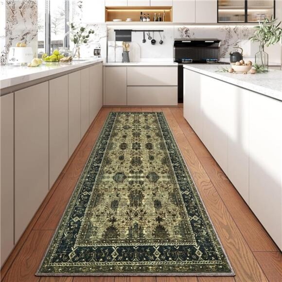 Hallway Runner Rug 2.6x8 Ft Tauqe/Multi Anti-Skid Printed Persian Entryway Mat - Picture 1 of 6